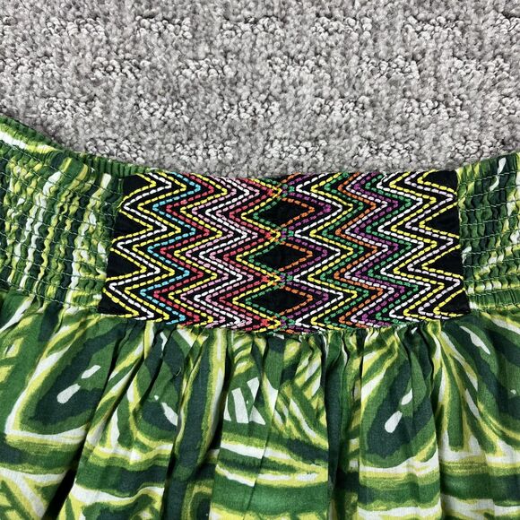 Vanessa Virginia Skirt Womens 10 Green Anthropologie Boho Geometric Embroidered - Picture 3 of 10